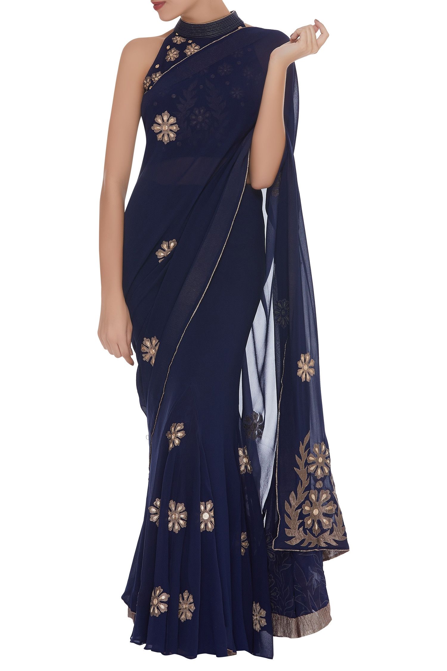 Applique Work Net Party Saree