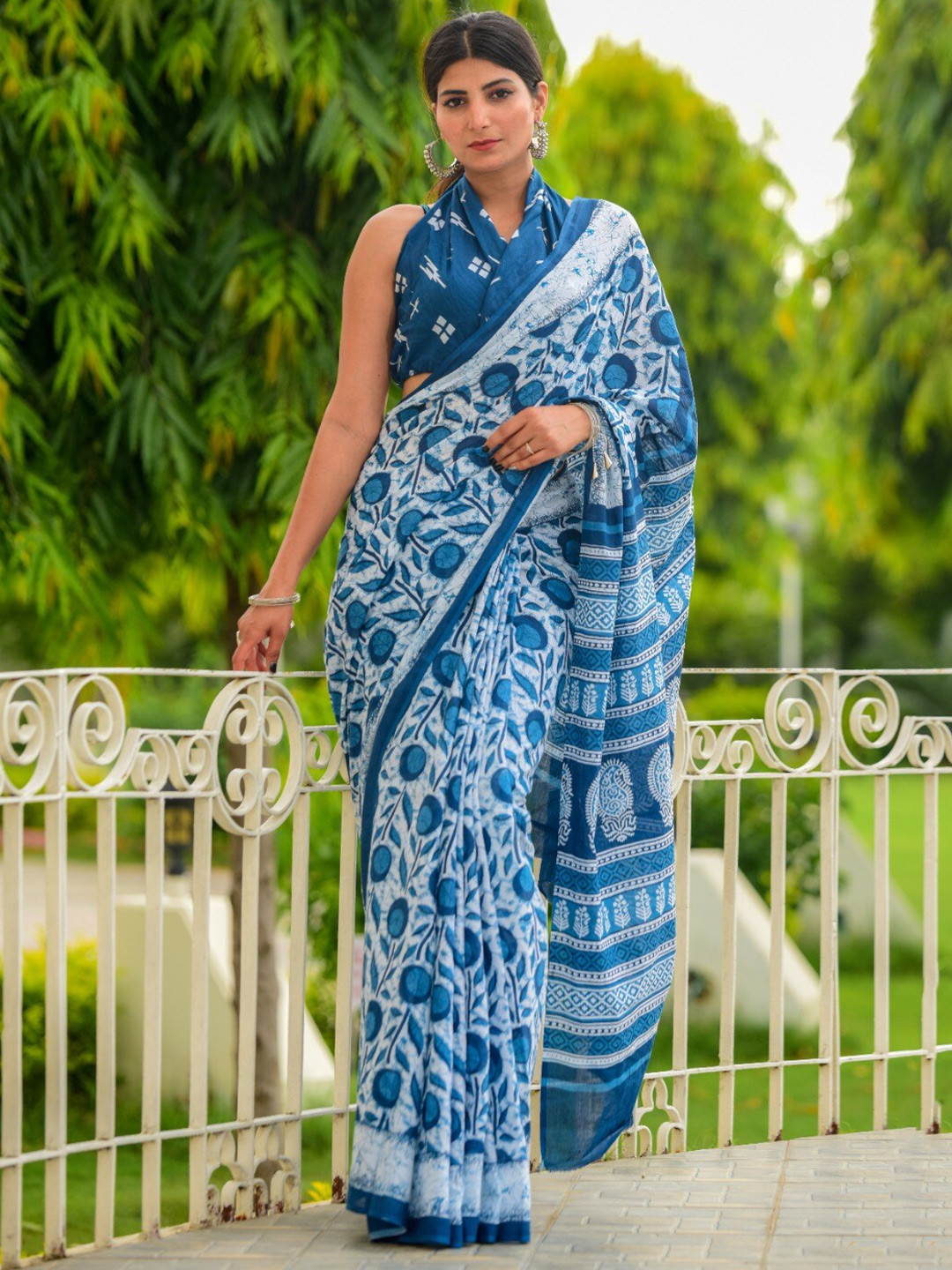 Bagru Print Indigo Dabu Saree