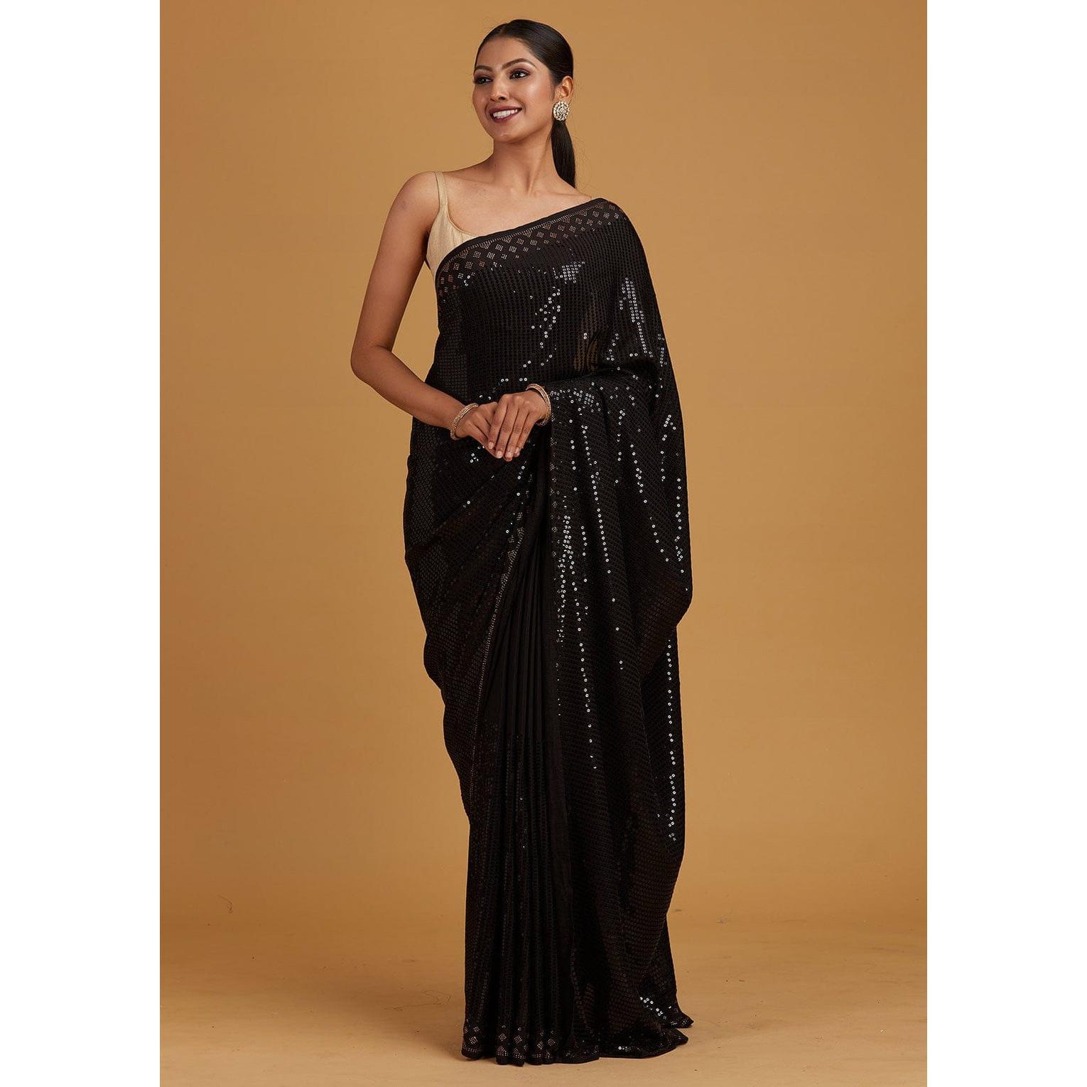 Ebony Black Sequence Chiffon