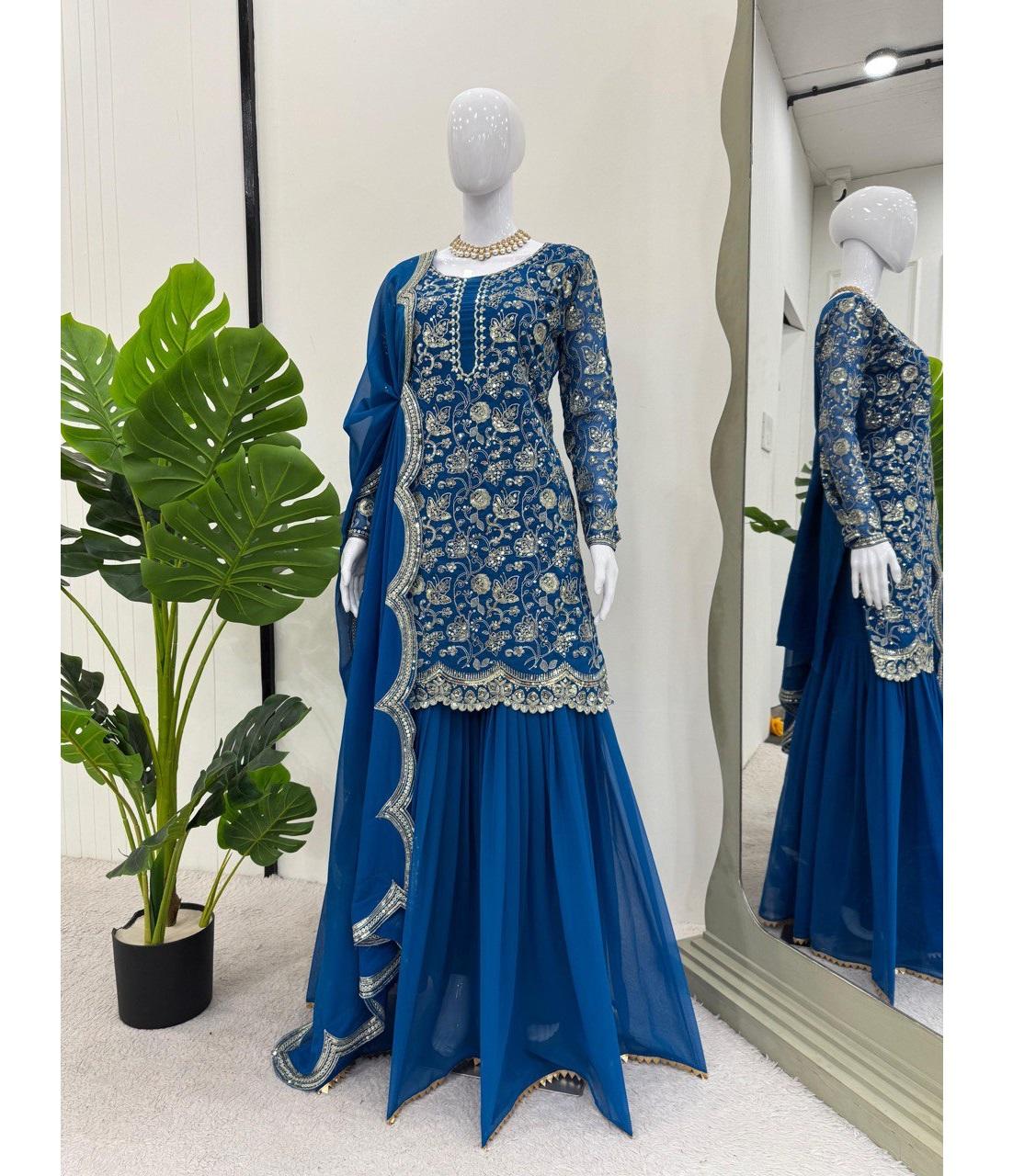 Ethnic Foil Print Suit Set