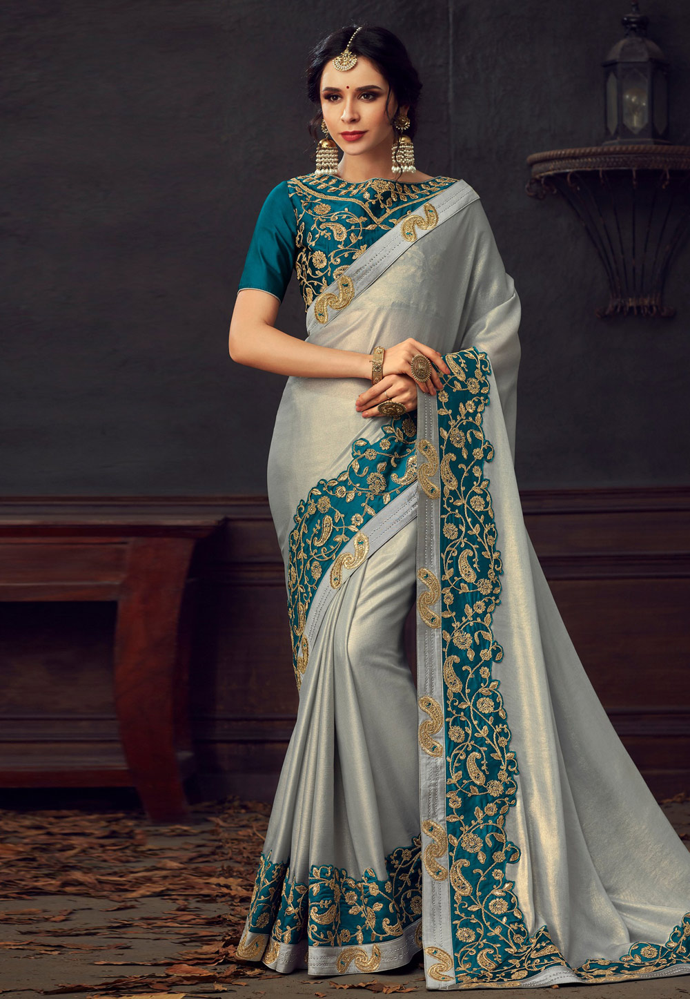 Filigree Work Silver Zari Saree
