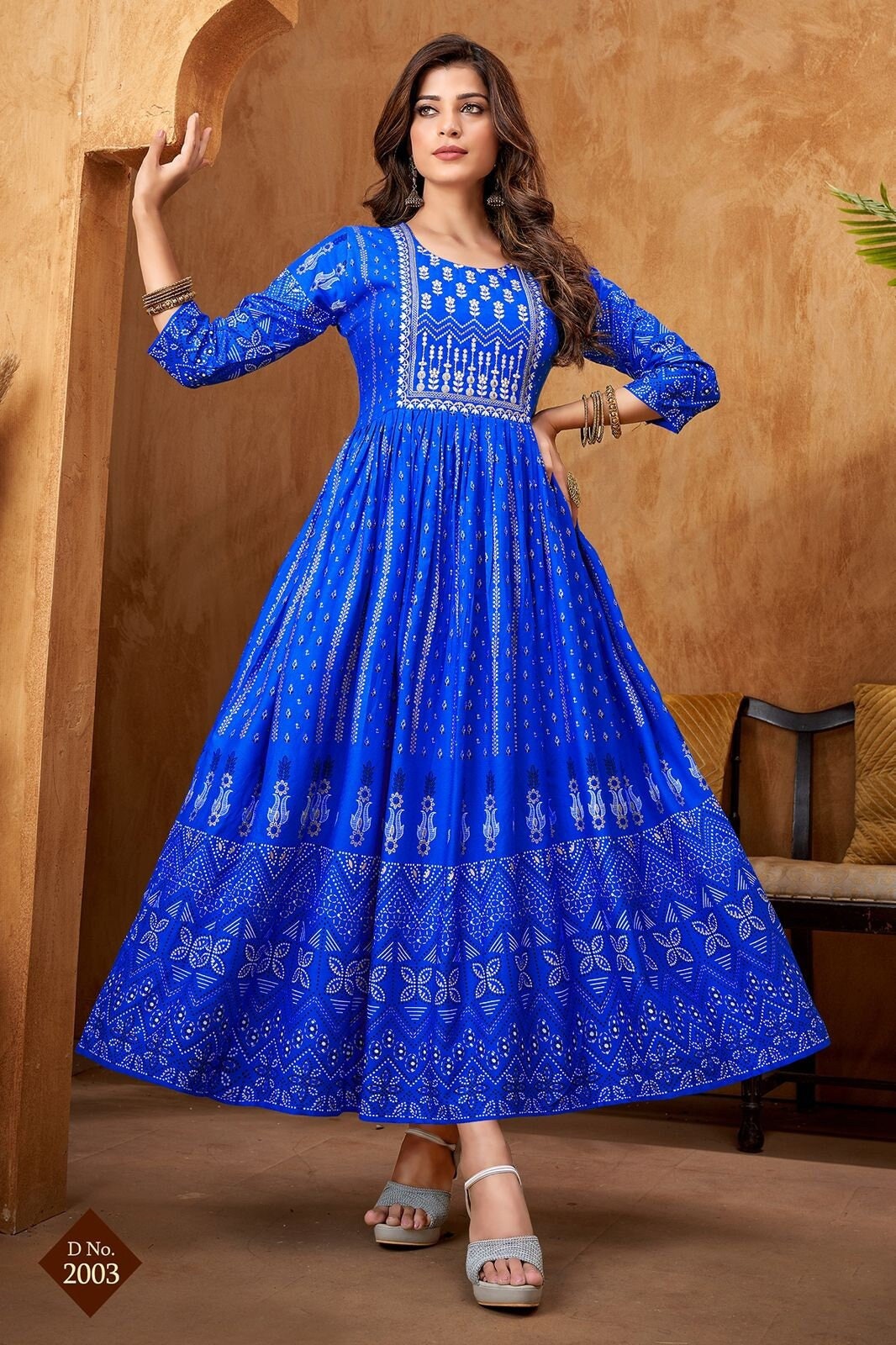 Rayon Foil Print Anarkali