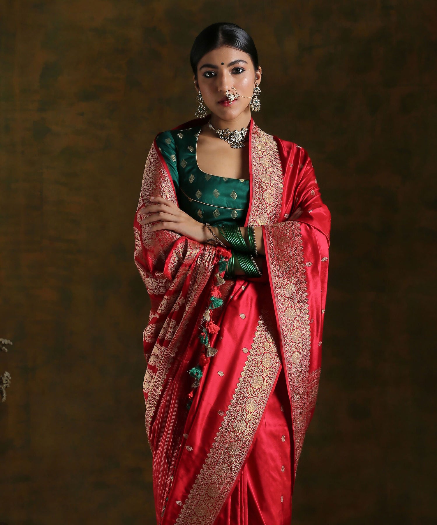 Red Bridal Banarasi Kadhwa